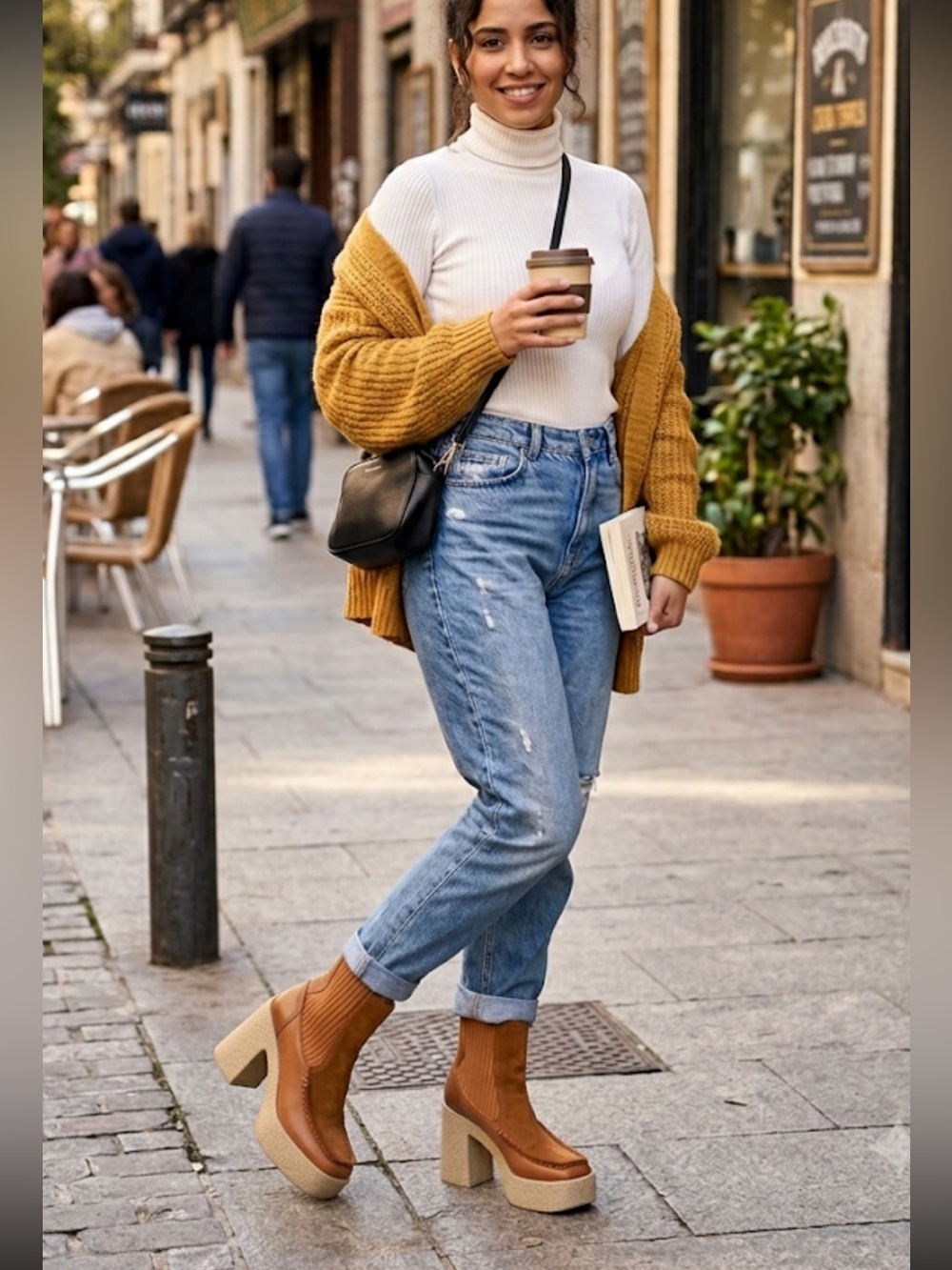 Haband Women's Tan Platform Ankle Boots